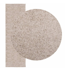 Tapis shaggy à poils longs moderne beige 80x250 cm