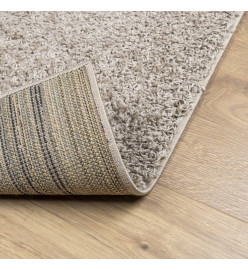 Tapis shaggy à poils longs moderne beige 80x250 cm