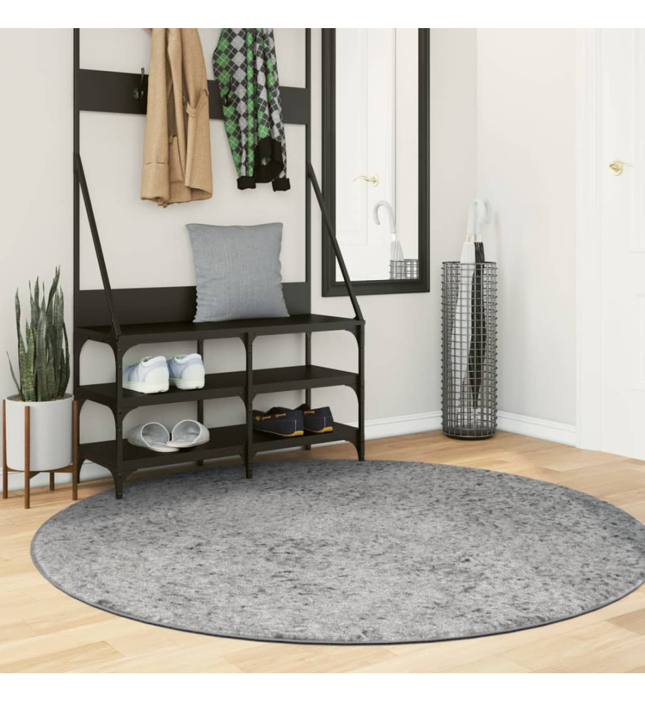 Tapis shaggy à poils longs moderne gris Ø 160 cm