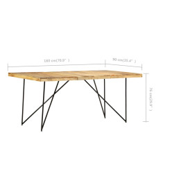 Table de salle à manger 180x90x76 cm Bois de manguier massif