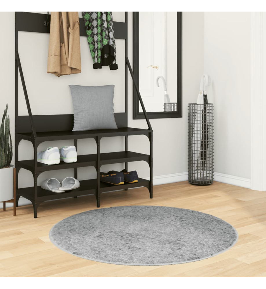 Tapis shaggy à poils longs moderne gris Ø 100 cm