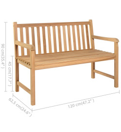 Banc de jardin avec coussin noir 120 cm Bois de teck massif