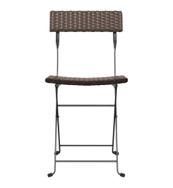 Chaises de bistrot pliantes 4pcs Marron Résine tressée et acier