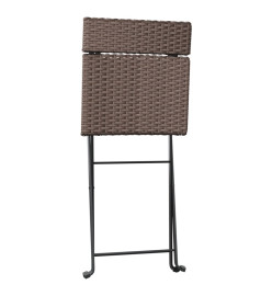 Chaises de bistrot pliantes 4pcs Marron Résine tressée et acier