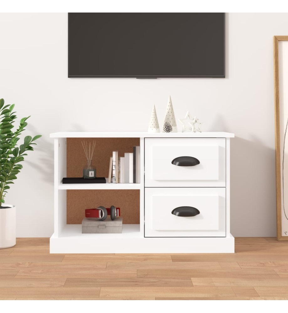 Meuble TV blanc brillant 73x35,5x47,5 cm bois d'ingénierie