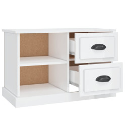 Meuble TV blanc brillant 73x35,5x47,5 cm bois d'ingénierie