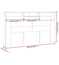 Armoire de tête de lit Blanc brillant 180x19x103,5 cm