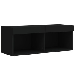 Ensemble de meubles TV muraux 8 pcs avec lumières LED noir