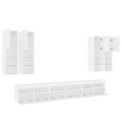 Ensemble de meubles TV muraux 7 pcs avec lumières LED blanc