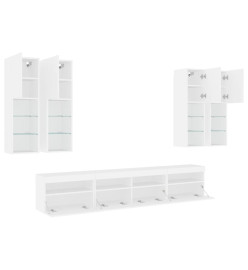 Ensemble de meubles TV muraux 7 pcs avec lumières LED blanc