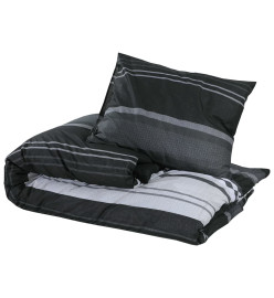 Ensemble de housse de couette noir et blanc 225x220 cm Coton