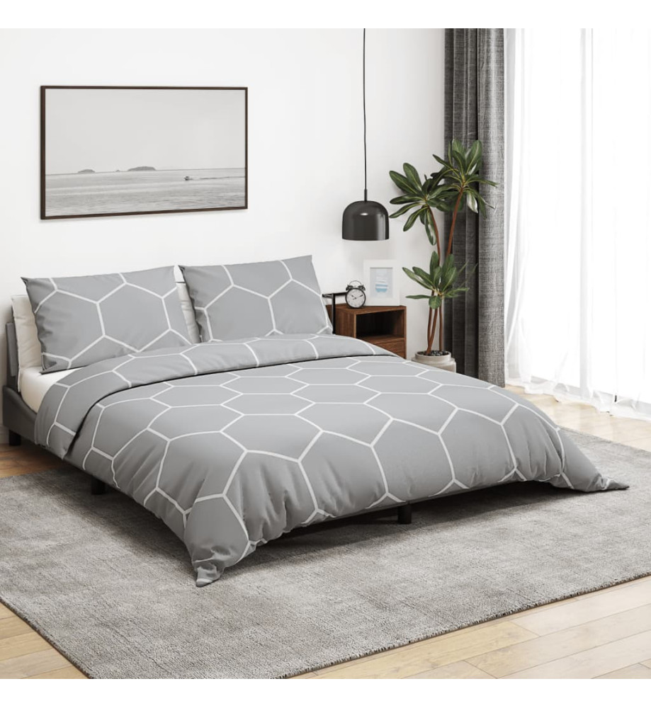 Ensemble de housse de couette Gris 260x220 cm Coton