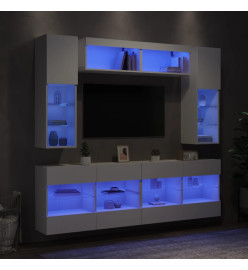 Ensemble de meubles TV muraux 6 pcs avec lumières LED blanc