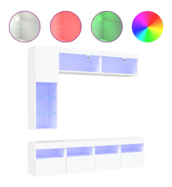 Ensemble de meubles TV muraux 7 pcs avec lumières LED blanc