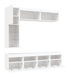 Ensemble de meubles TV muraux 7 pcs avec lumières LED blanc