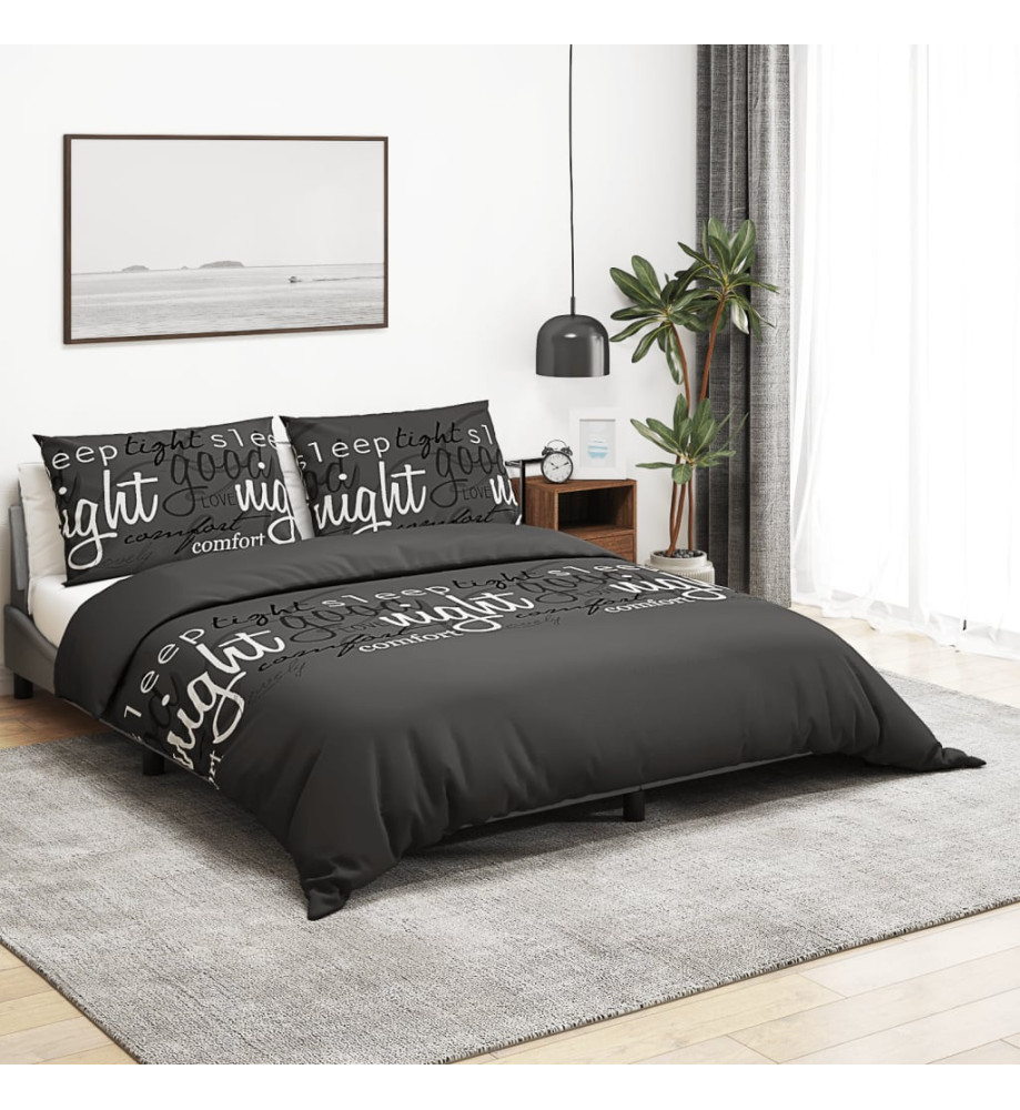 Ensemble de housse de couette Noir 225x220 cm Coton