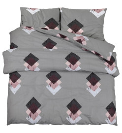 Ensemble de housse de couette Gris 200x200 cm Coton