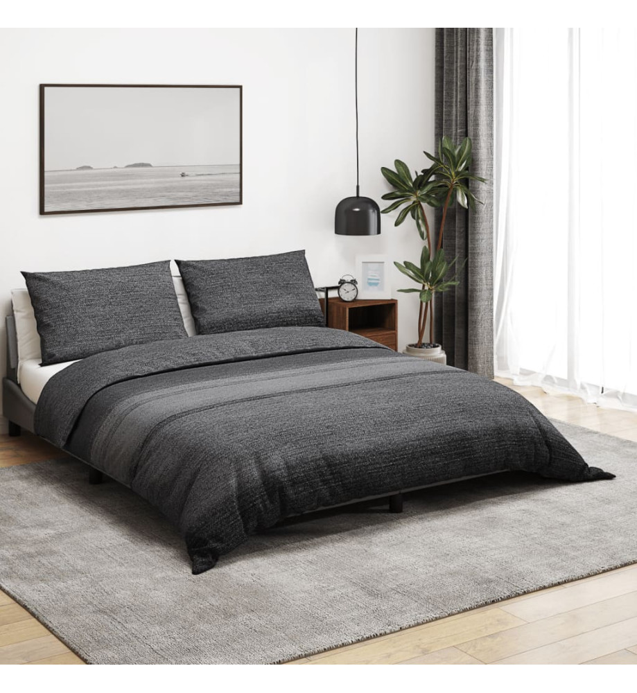 Ensemble de housse de couette gris foncé 240x220 cm Coton