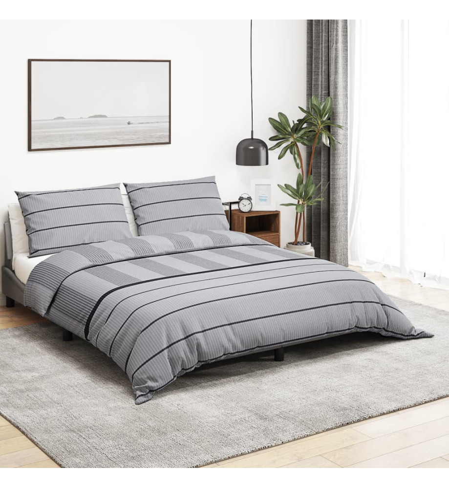 Ensemble de housse de couette Gris 135x200 cm Coton