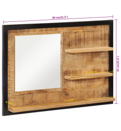 Miroir avec étagères 80x8x55 cm verre et bois massif manguier