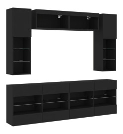 Ensemble de meubles TV muraux 6 pcs avec lumières LED noir