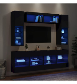 Ensemble de meubles TV muraux 6 pcs avec lumières LED noir