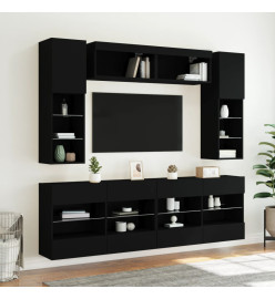 Ensemble de meubles TV muraux 6 pcs avec lumières LED noir