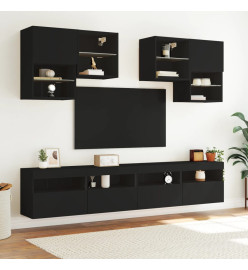 Ensemble de meubles TV muraux 6 pcs avec lumières LED noir