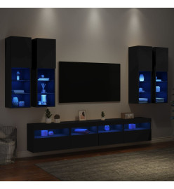 Ensemble de meubles TV muraux 7 pcs avec lumières LED noir