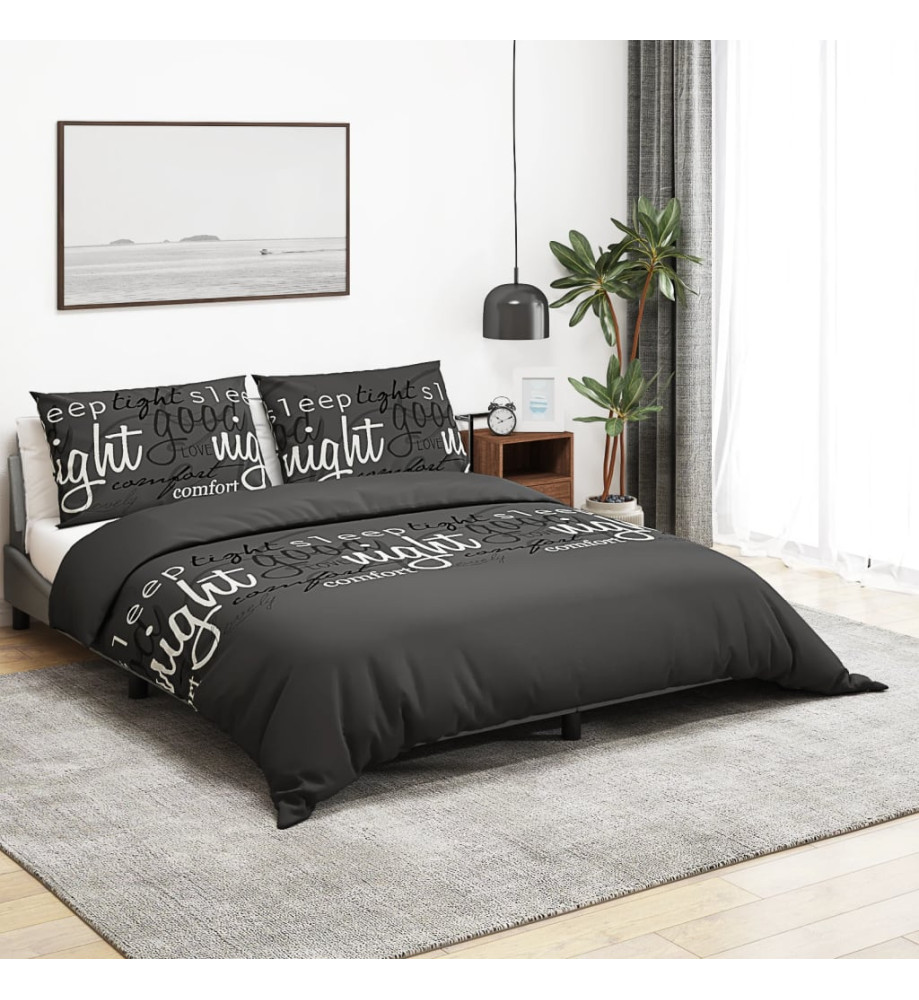 Ensemble de housse de couette Noir 220x240 cm Coton