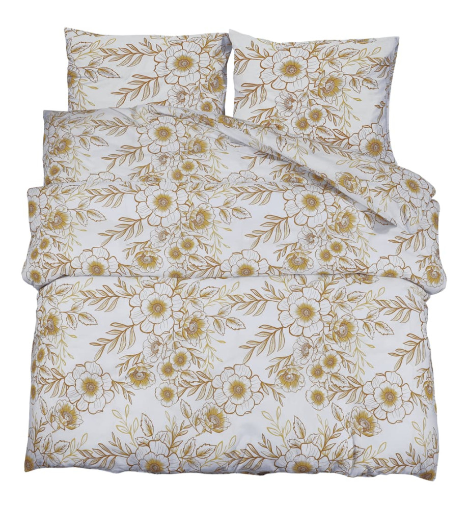 Ensemble de housse de couette blanc et marron 200x200 cm Coton