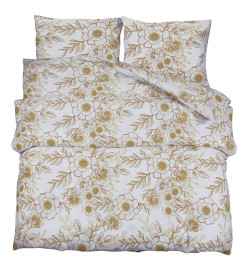 Ensemble de housse de couette blanc et marron 225x220 cm Coton