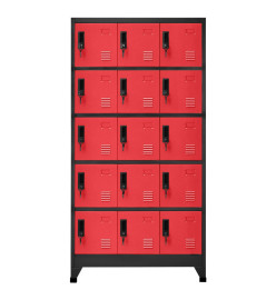 Armoire à casiers Anthracite et rouge 90x40x180 cm Acier