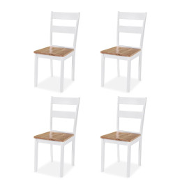 Ensemble de salle à manger 5 pcs MDF et hévéa Blanc