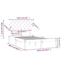 Cadre de lit Gris 120x200 cm Bois massif