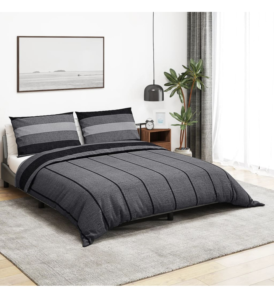 Ensemble de housse de couette gris foncé 200x220 cm Coton