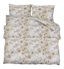 Ensemble de housse de couette blanc et marron 240x220 cm Coton