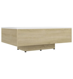 Table basse Blanc et chêne sonoma 85x55x31 cm Aggloméré