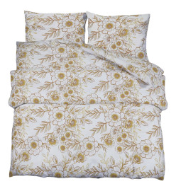 Ensemble de housse de couette blanc et marron 155x220 cm Coton