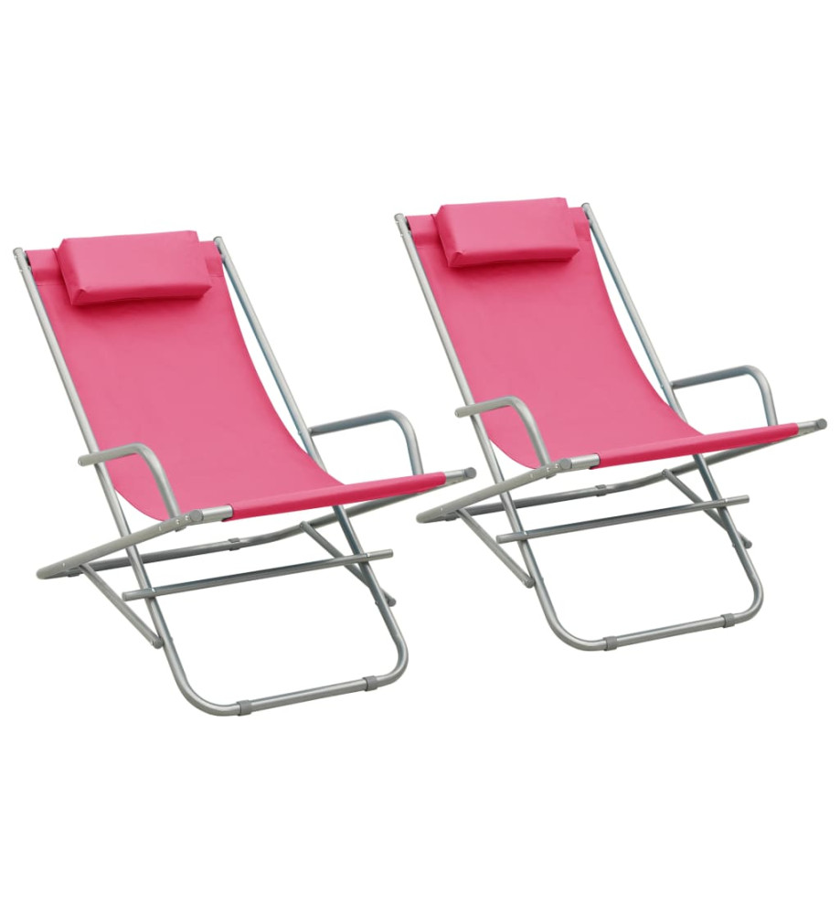 Chaises à bascule 2 pcs Acier Rose