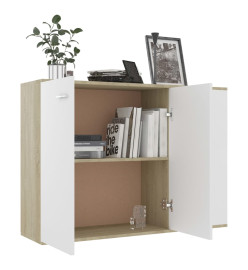 Buffet Blanc et chêne sonoma 105x30x75 cm Aggloméré