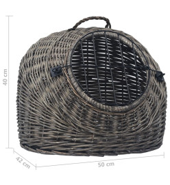 Cage de transport pour chats Gris 50x42x40 cm Saule naturel