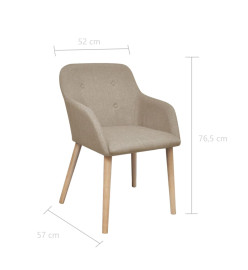 Chaises à manger lot de 6 beige tissu et chêne massif