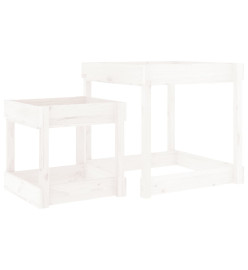 Tables à sable 2 pcs blanc bois de pin massif