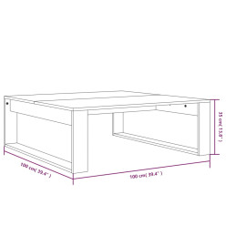 Table basse Chêne fumé 100x100x35 cm Bois d'ingénierie