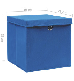 Boîtes de rangement avec couvercles 4 pcs 28x28x28 cm Bleu