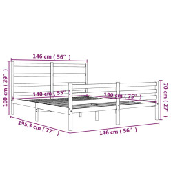 Cadre de lit Bois de pin massif 140x190 cm Noir