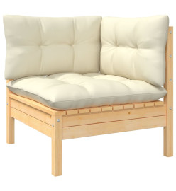 Salon de jardin 7 pcs avec coussins crème Bois de pin