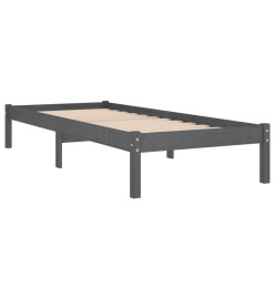 Cadre de lit Gris Bois massif 90x190 cm Simple