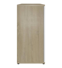 Buffet Blanc et chêne sonoma 120x35,5x75 cm Aggloméré